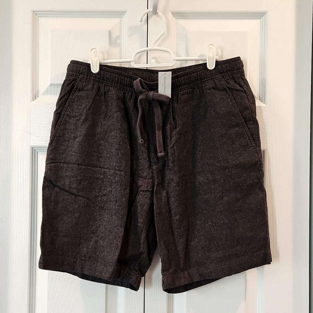 Men's 8" linen-blend deck shorts